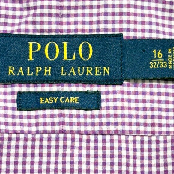 Polo Ralph Lauren Men Long Sleeve Collared Plaid Purple Shirt Size 16 32/33 NWOT - Picture 5 of 8